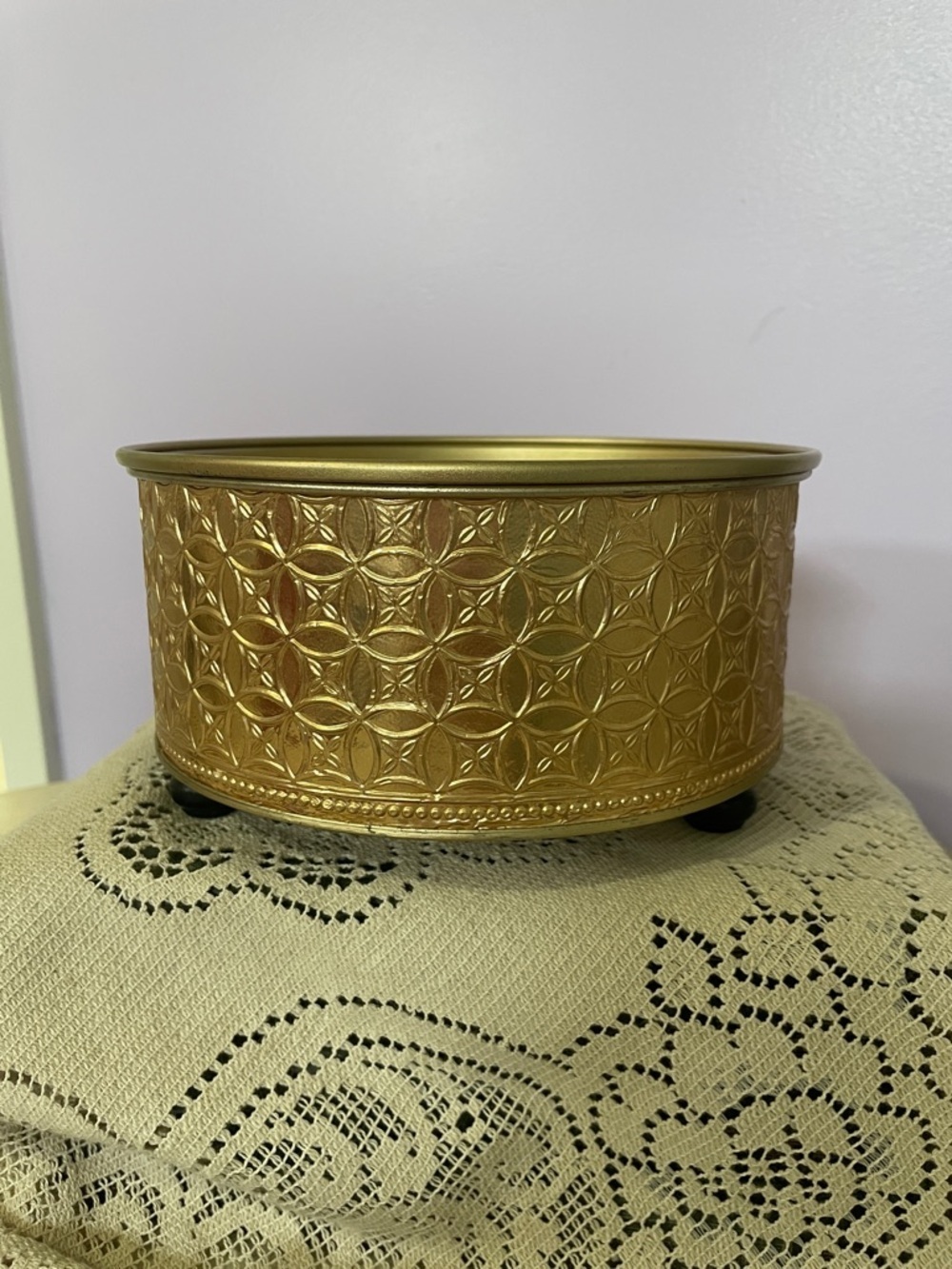 Gold Embossed Round Decorative Pedestal